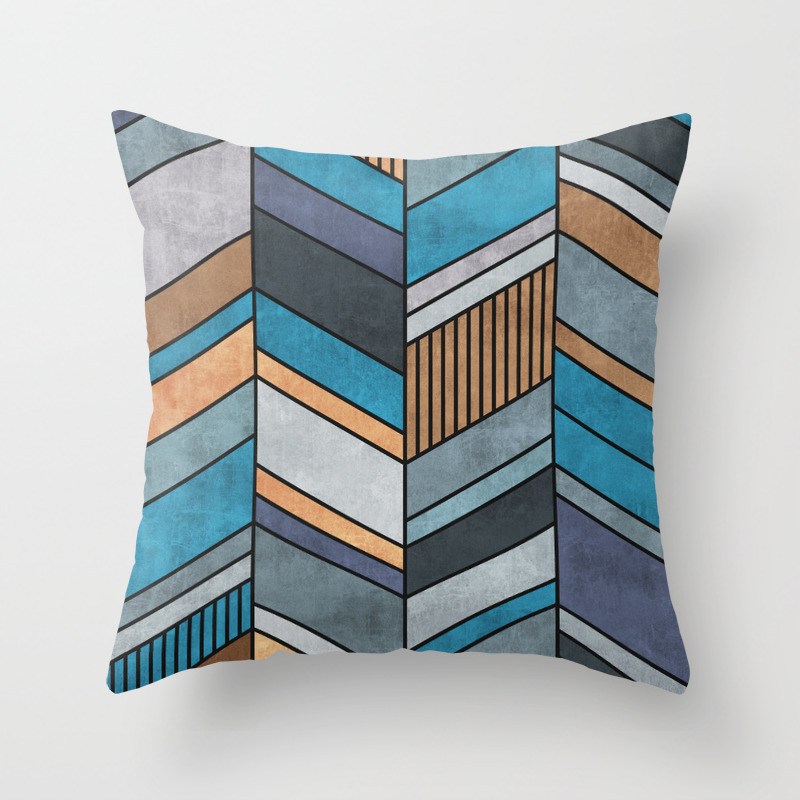 Colorful Concrete Chevron Pattern Blue Grey Brown Throw Pillow By Zoltanratko Society6