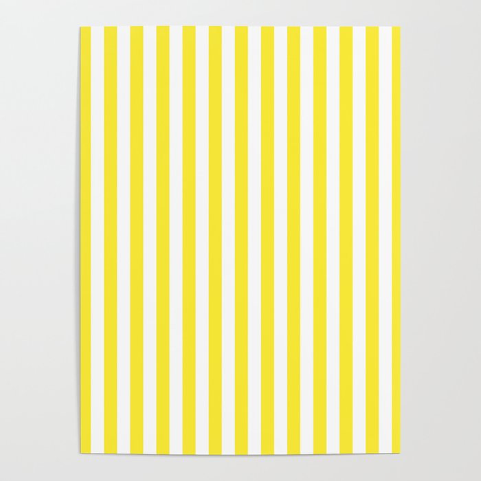 Yellow and White Cabana Stripe Pattern Poster