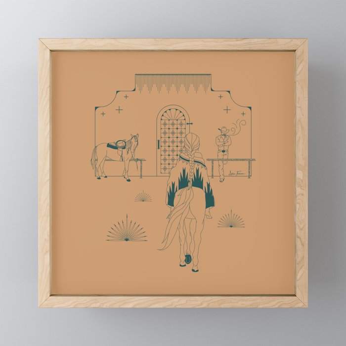 Last Stop - Camel & Teal Framed Mini Art Print