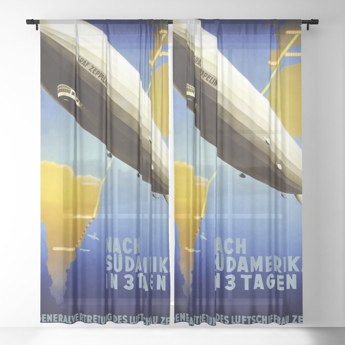 Vintage travel poster Sheer Curtain