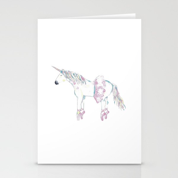 Unicorn ballerina painting watercolour Stationery Cards