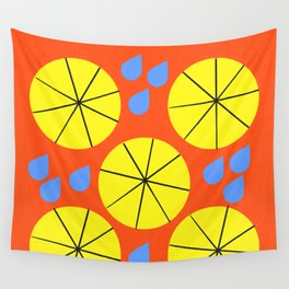 Spring Rain Umbrella Mid-Century Modern Wall Tapestry