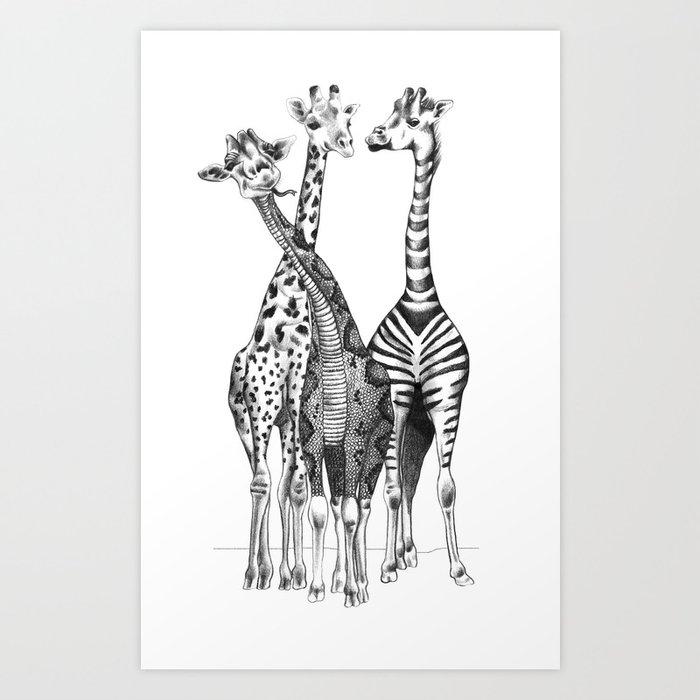 Funny Giraffes Art Print