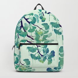 O Ginkgo (in Green) Backpack | Leaf, Flower, Curated, Painting, Ginkgo, Nature, Plant, Tree, Surreal, Watercolor 