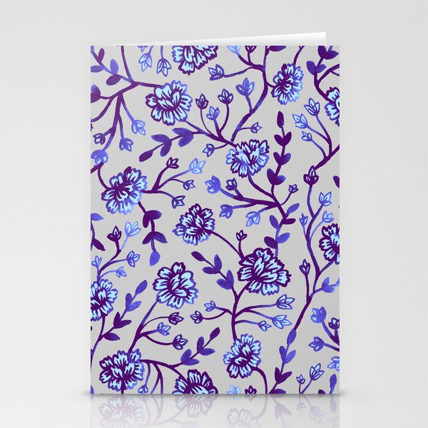 Watercolor Peonies - Periwinkle Stationery Cards