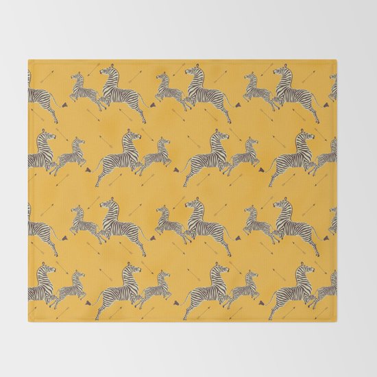 Royal Tenenbaums Zebra Wallpaper Mustard Yellow Throw Blanket By Sydneykoffler Society6