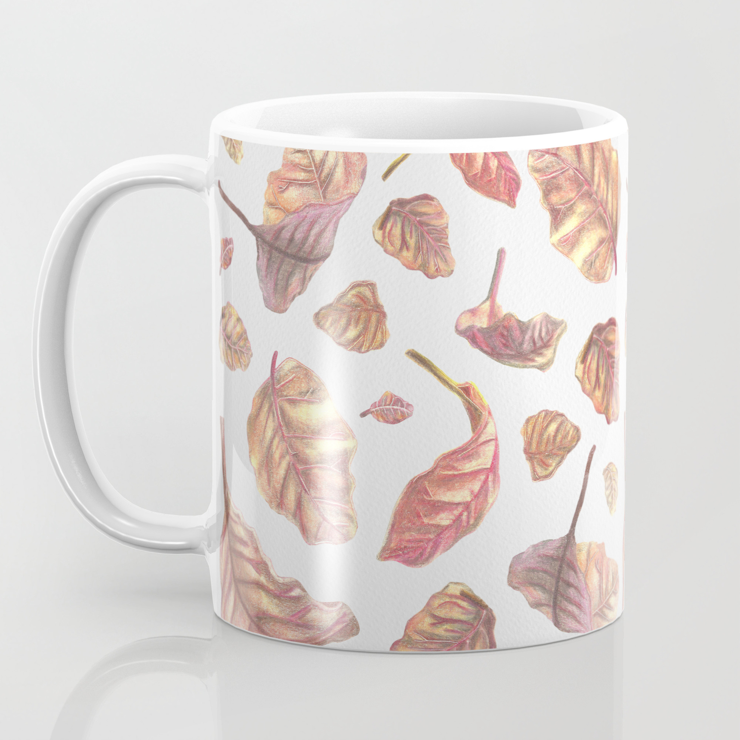 Falling Autumn Leaves Colored Pencil Drawing Autumn Colours Coffee