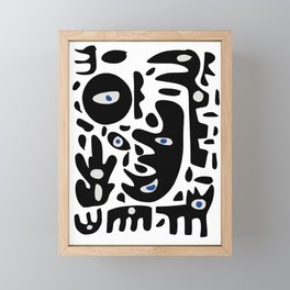 Minimal African Art Black and White Pattern Abstract  Framed Mini Art Print
