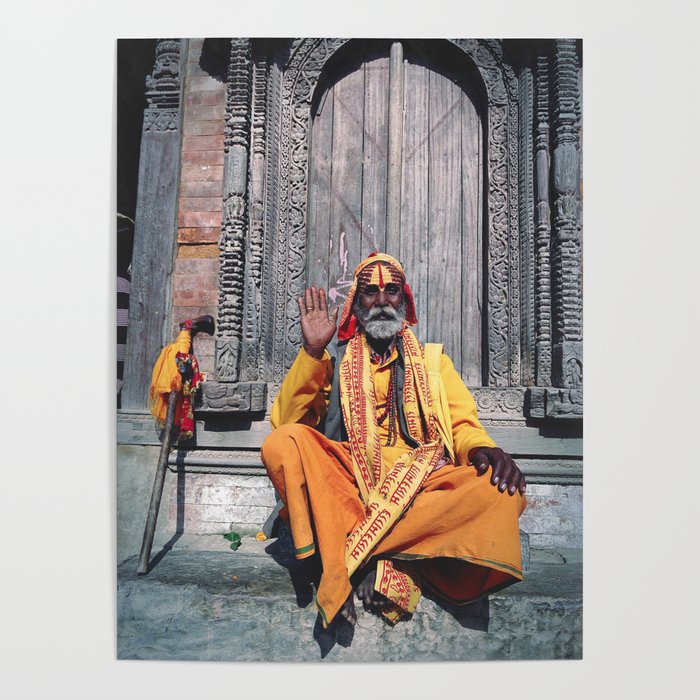 Holy Man in Kathmandu Poster