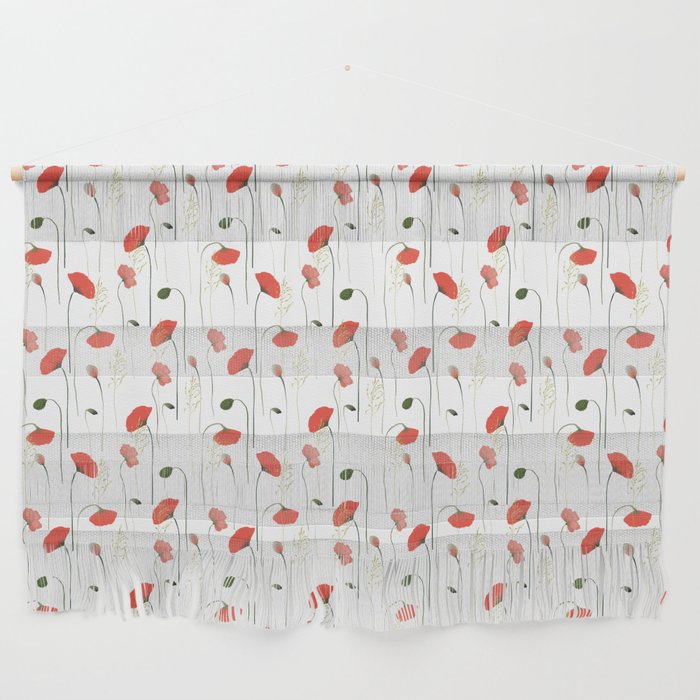 Pretty Girly Poppies Floral Pattern Wall Hanging