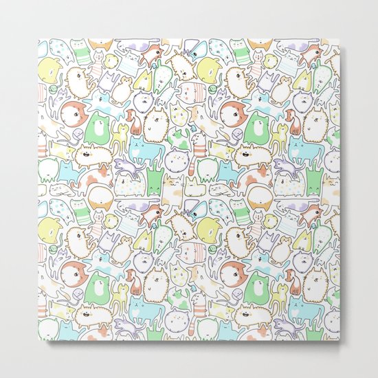 Doodle Cats Metal Print