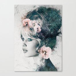 Brigitte Bardot with flowers Canvas Print