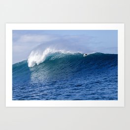 A Surfer taking off on a Giant Wave Art Print