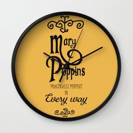 Mary Poppins poster, minimalist movie, Julie Andrews cult film, alternative affiche, Supercalifragi Wall Clock