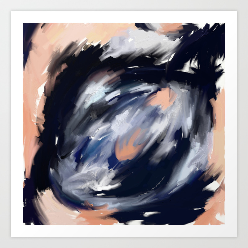Storm S Eye An Abstract Painting In Peach Blue White And Black