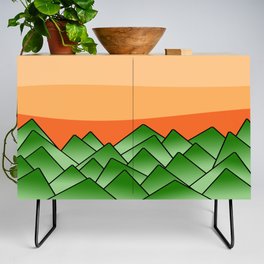 Abstract geometric pattern - orange and green. Credenza