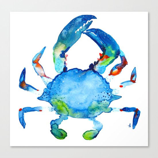 Blue Claw Crab - Nautical - Summer - Ocean - Sea Life Canvas Print