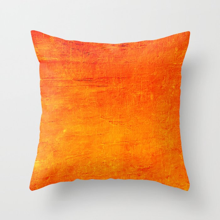 Orange Sunset Textured Acrylic Painting Throw Pillow