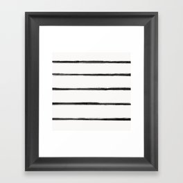 form blocs | skinny strokes horizontal | black on off white  Framed Art Print