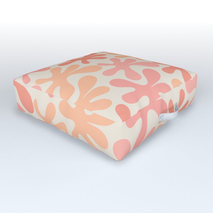 Peach Pink Pastel Whimsical Abstract Amoeba Dance Pattern Outdoor Floor Cushion
