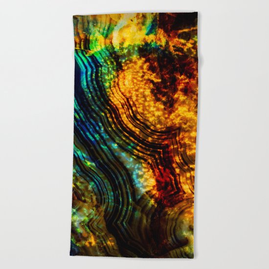 blue orange crystal Beach Towel