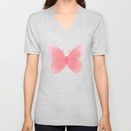 Watermelon pink butterfly V Neck T Shirt
