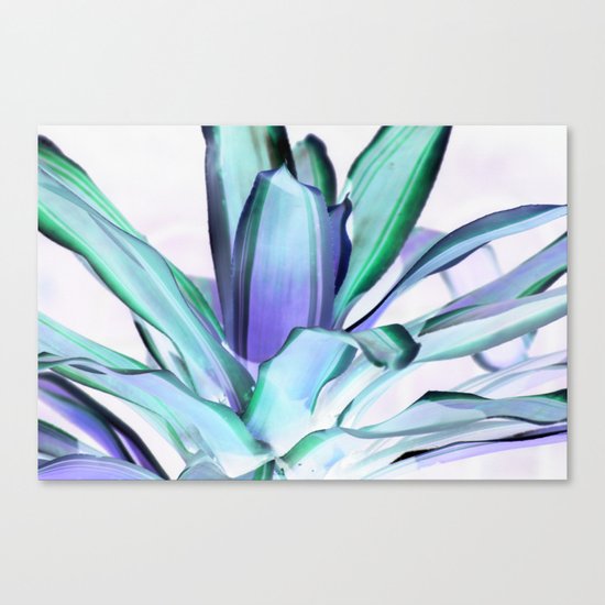 Periwinkle Lavender Seafoam Aloe Leaves Abstract Canvas Print
