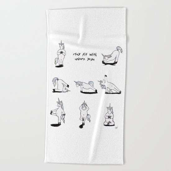 Unicorn Yoga (blue) Beach Towel