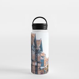 Great Britain Photography - River Going Between Medieval Buildings Water Bottle