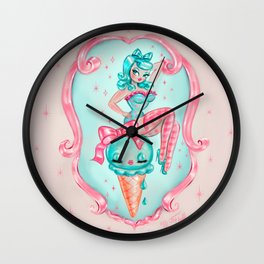 Candy Blue Ice Cream Pin Up Doll Wall Clock