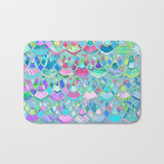 Art Deco Watercolor Patchwork Pattern 2 Bath Mat