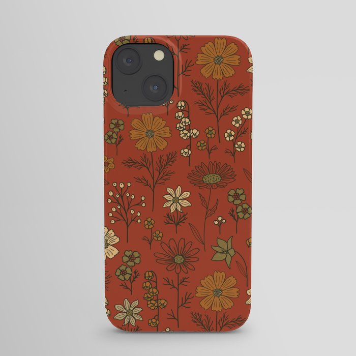 Burnt Orange & Olive Green Floral iPhone Case