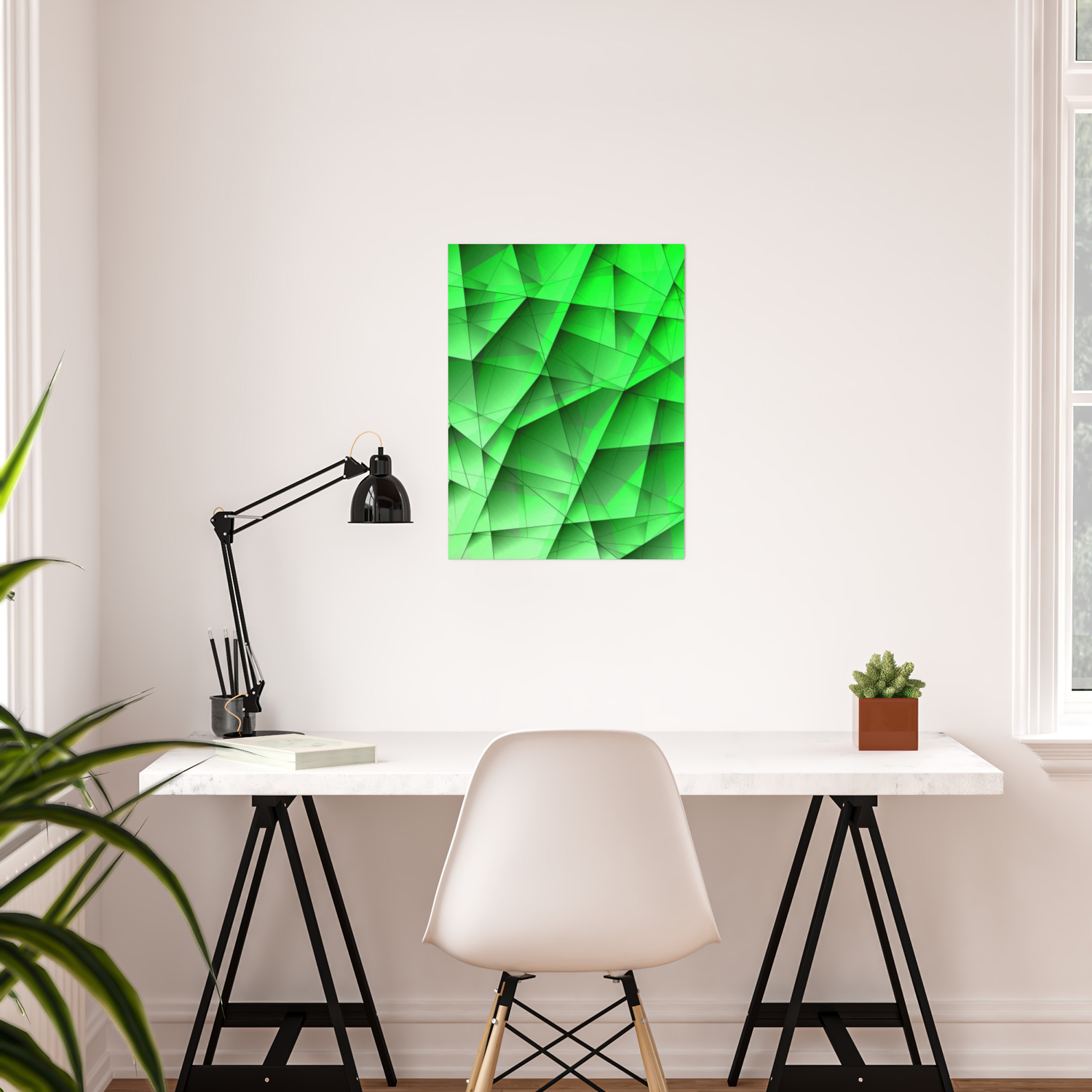 Abstract Strict Pattern Of Green And Overlapping Fragments And