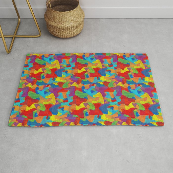 pattern with watercolor stains in rainbow colors Rug