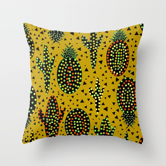 Cacti and pineapples Throw Pillow