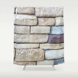 Modern stone brick wall background. Stone texture.  Shower Curtain