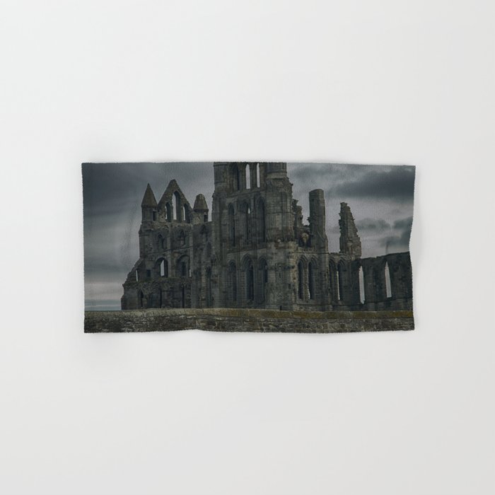 Great Britain Photography - Whitby Abbey Under The Gray Clouds Hand & Bath Towel