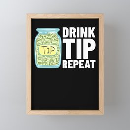 Bartending Tip Jar Tipping Bartender Framed Mini Art Print