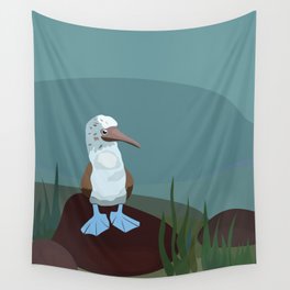Blue-footed Booby in the wild. Wall Tapestry