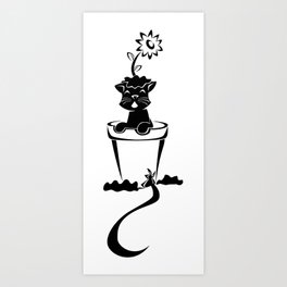 Silhouette In The Flower Pot Art Print
