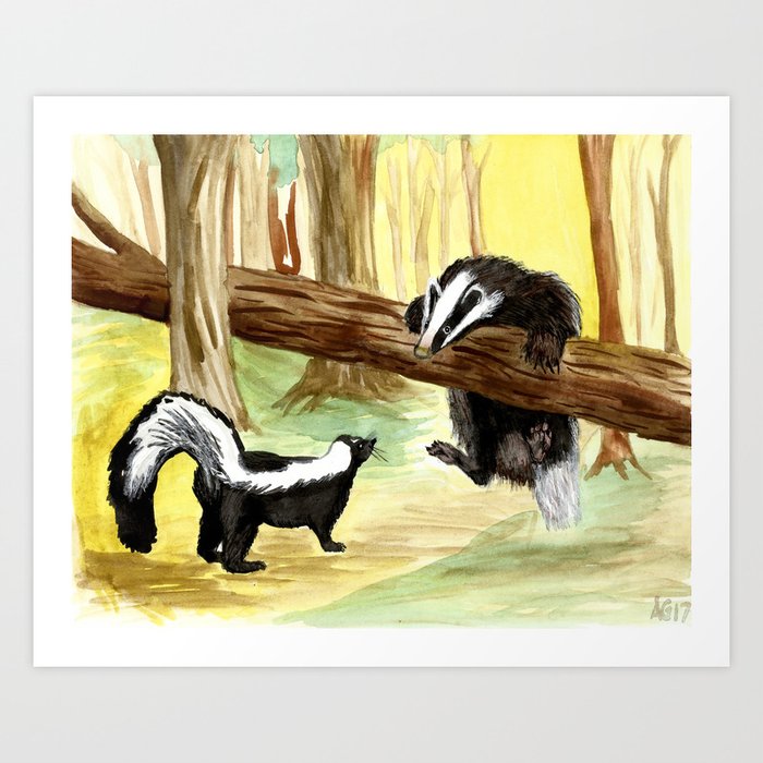 Skunk Badger Art Print By Howgroenwasmyvalley Society6