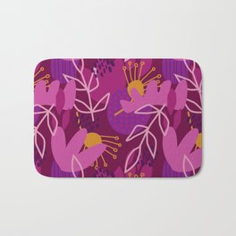 Abstract Florals in Purple Bath Mat