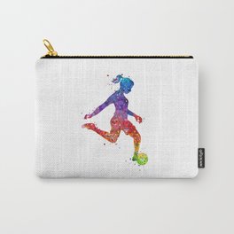 Girl Soccer Player Watercolor Art Colorful Sports Gift Carry-All Pouch