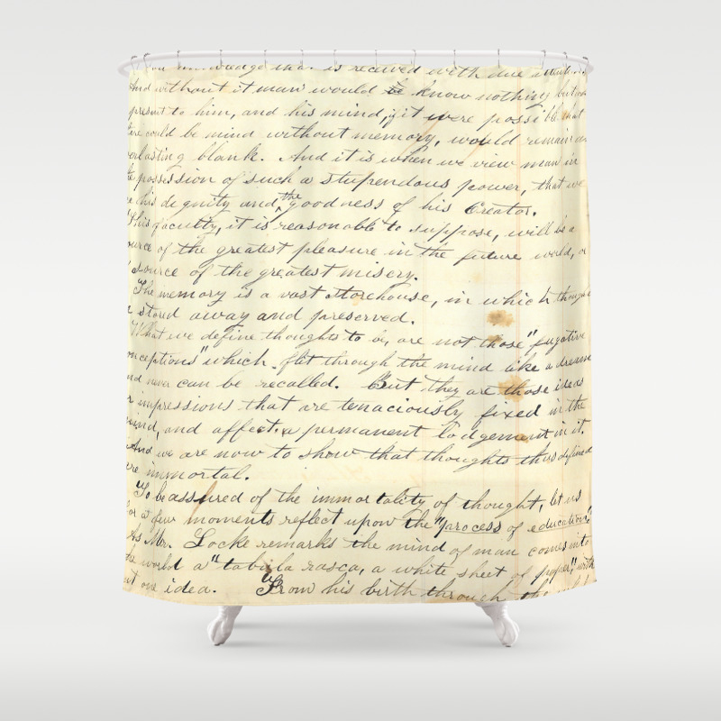 Vintage Writing Shower Curtain By Paperrescuedesigns Society6