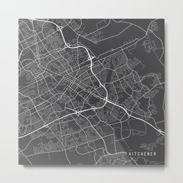 Kitchener Map, Canada - Gray Metal Print | Illustration, Pattern, Architecture, Abstract 