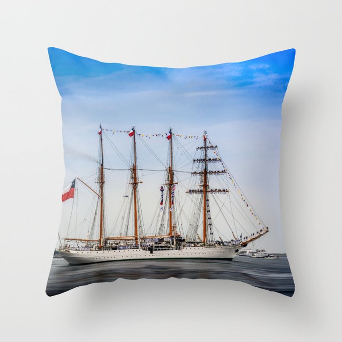 Sail Boston - Chilean Esmeralda. Throw Pillow
