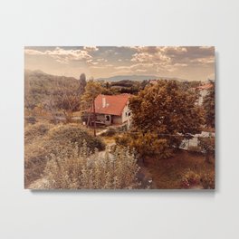 Village in Chalkidiki Northern Greece Metal Print | Fall, Nature, Europeanvillage, European, Mountain, Landscape, Greekhouse, Greekvillage, Trees, Photo 