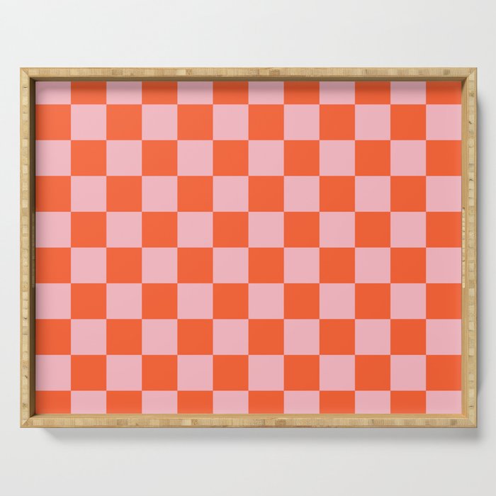 Checker Pattern 351 Orange and Pink Serving Tray