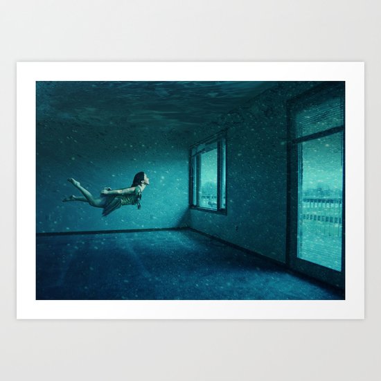 swimming girl Art Print