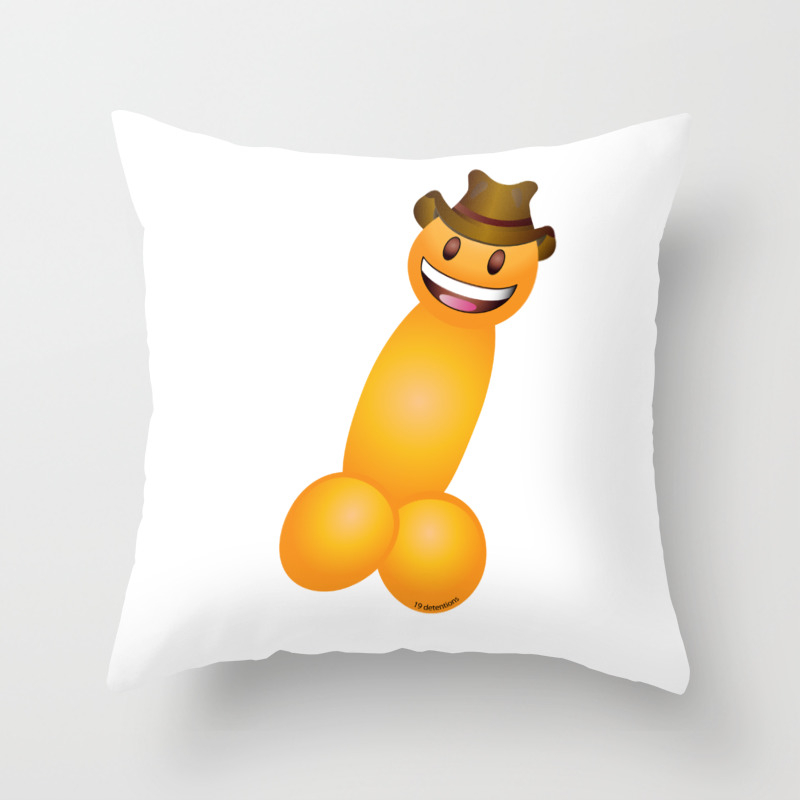 Emoji Dick Cowboy Throw Pillow by 